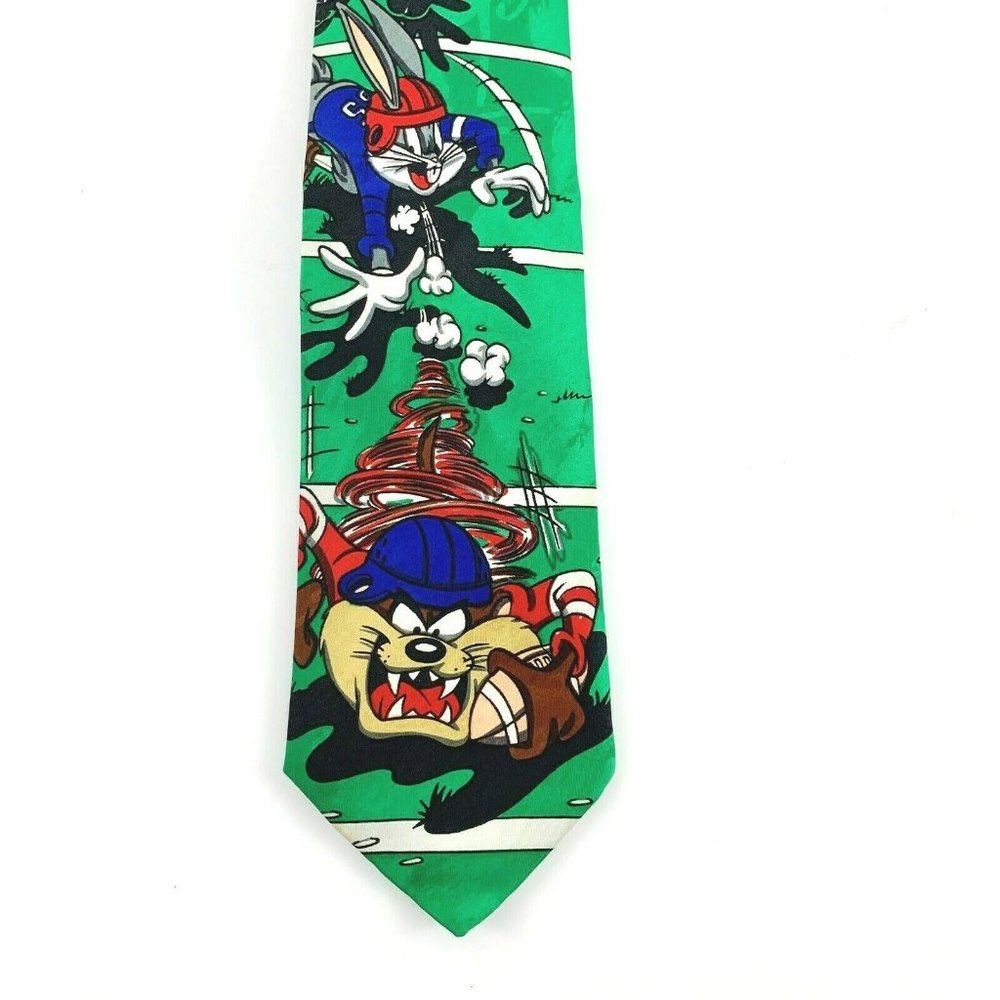 Looney Tunes Mania Men's Novelty Necktie: Football w/ Bugs, Daffy, & Taz. VGC.